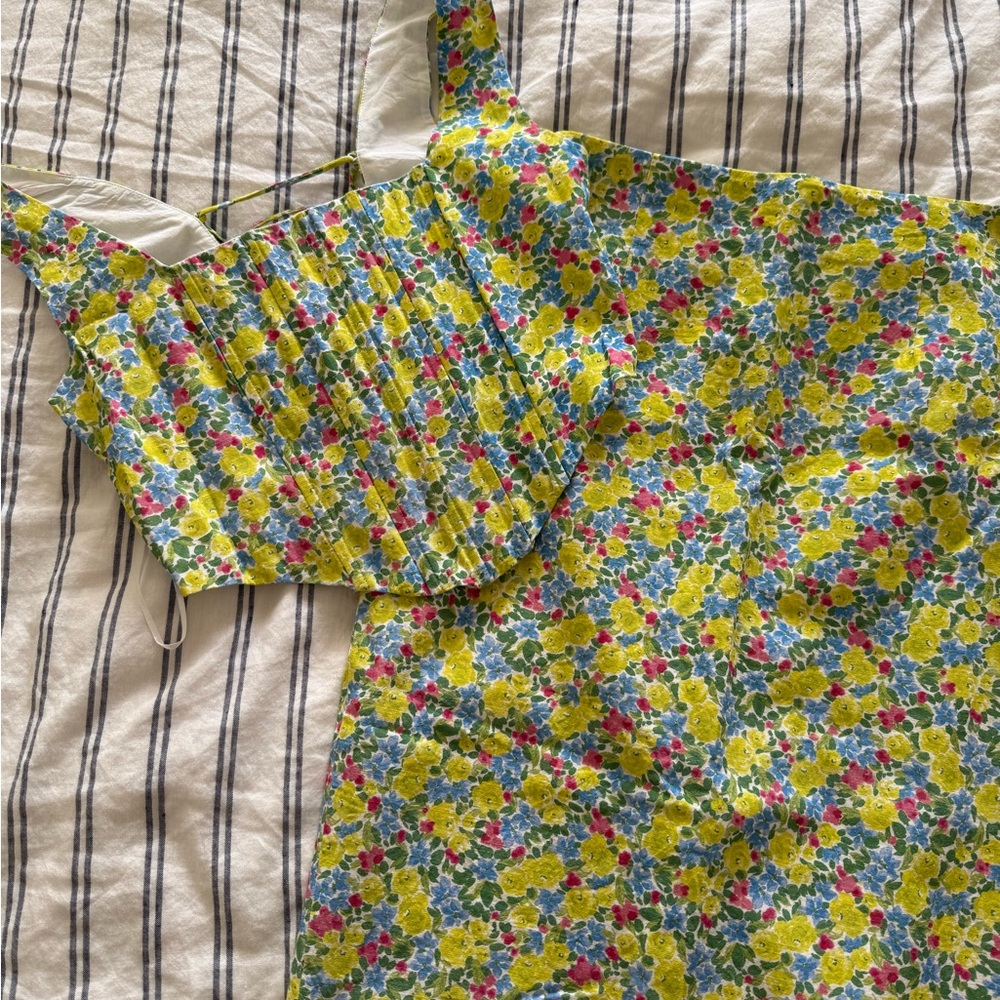 Floral Sleeveless Sundress in Yellow, Blue & Pink